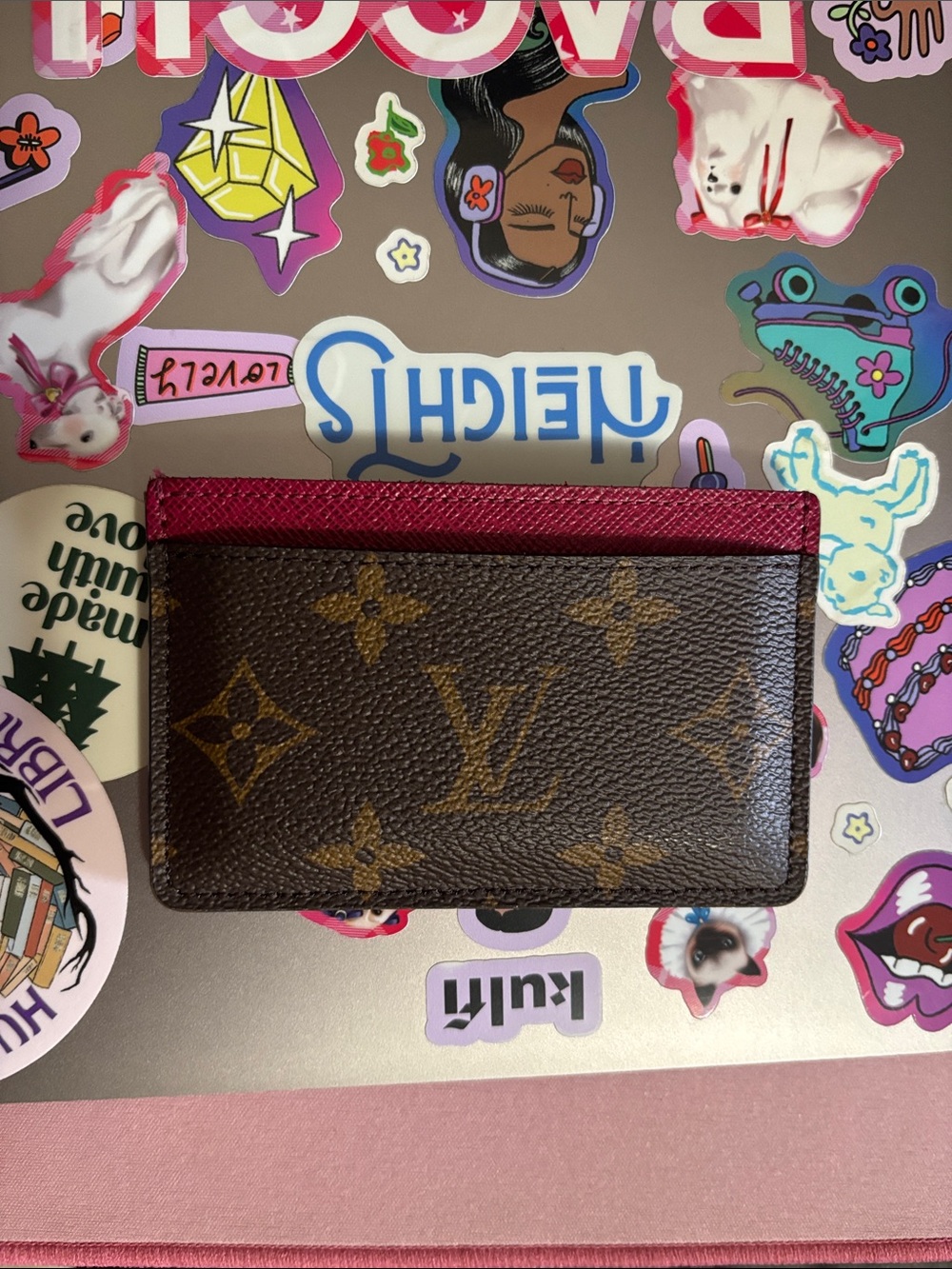Louis Vuitton Fuchsia Pink and Brown Monogram Cardholder Wallet | LV Card Holder - Picture 8 of 10